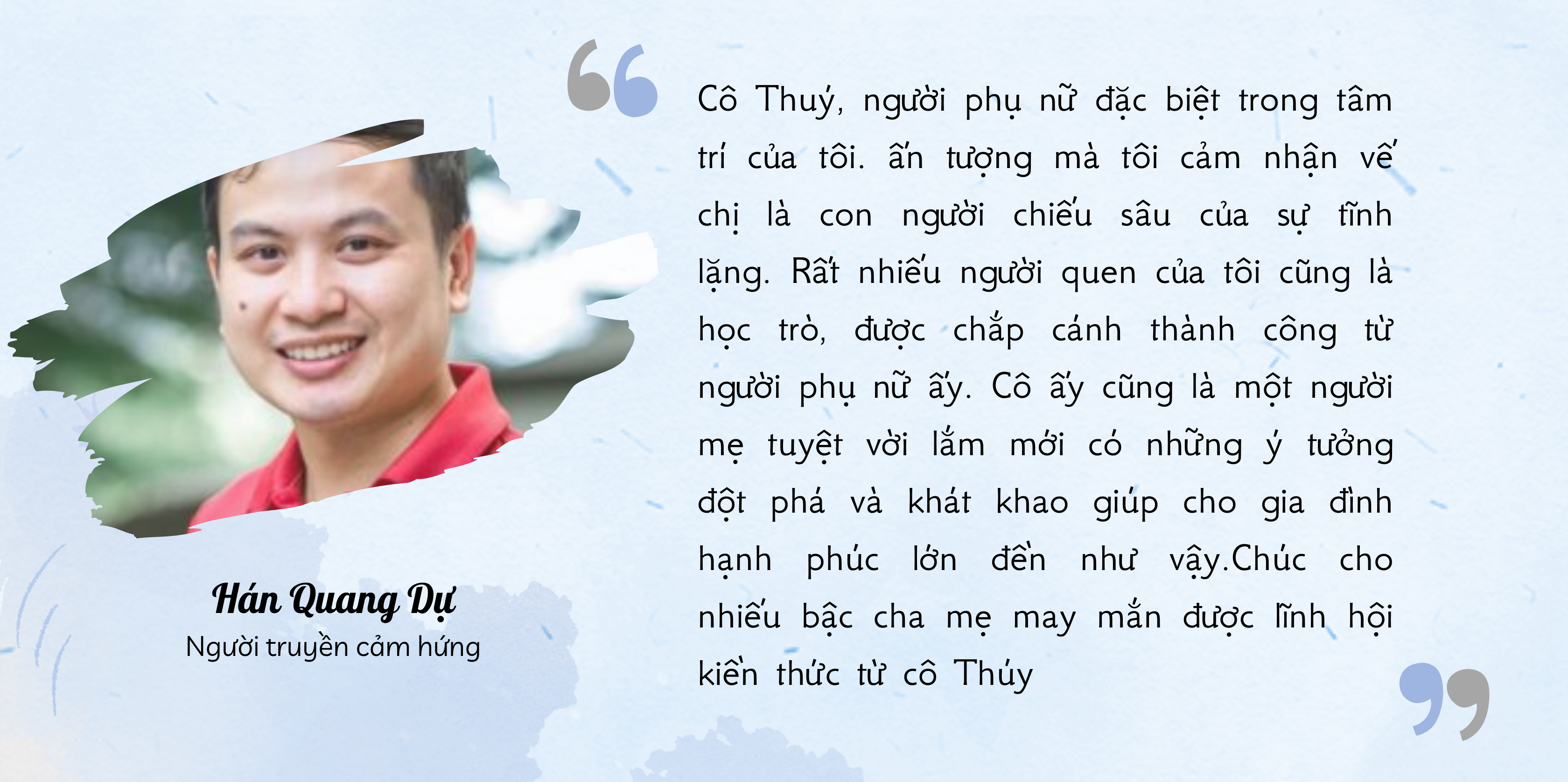 Co Thuy nguoi phu nu dac biet trong tam tri cua toi. an tuong ma toi cam nhan ve chi la con nguoi chieu sau cua su tinh lang. Rat nhieu nguoi quen cua toi cung la hoc tro du